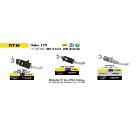 Marmitta Omologata Pro-Race Nichrom Darkraccordo Saldato Ktm Duke 125/390 '21 Ric.Originale
