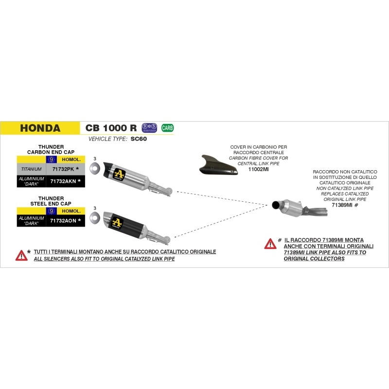 Protezione In Fibra Per Catalizzatore Originale Honda Cb 1000 R'08-13