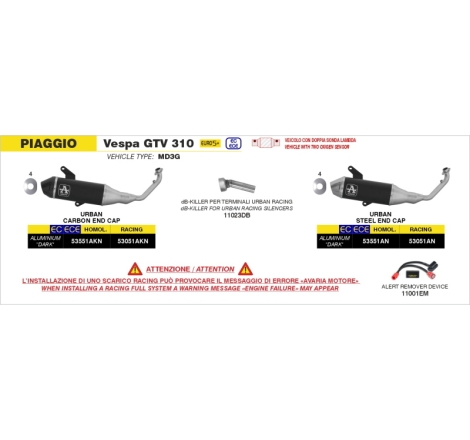 Silenziatore Meccanico Universale Per Maxi Scooter E5+
