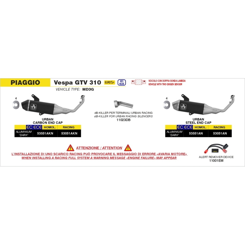 Silenziatore Meccanico Universale Per Maxi Scooter E5+