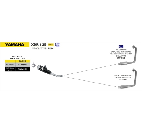 Marmitta Racing Pro-Race Nichrom Dark Raccordo Saldato Yamaha Yzf-R125 '19 Ric.Arrow