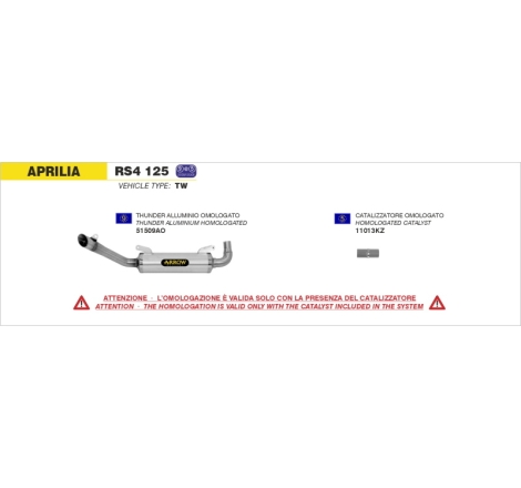 Marmitta Alluminio Thunder Aprilia Rs4 125'11-13 Omologata