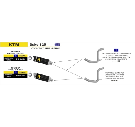 Marmitta Alluminio Dark Thunder Ktm Duke125'11 / Duke 200'12-13 Ric.Arrow Omologata