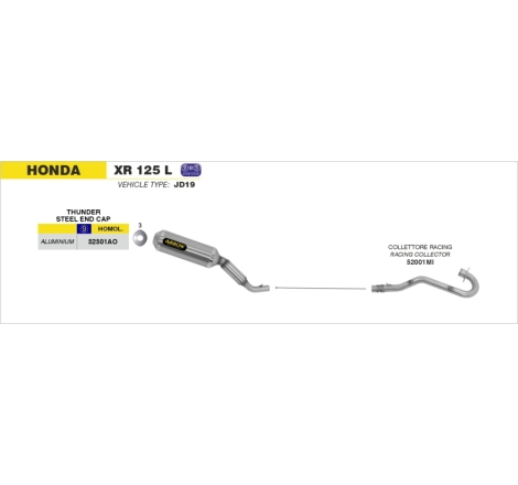 Collettori Acc.Inox Honda Xr 125 L'04 / Xr 125 R/Sm Vers.Dall'Ara Ric.Arrow