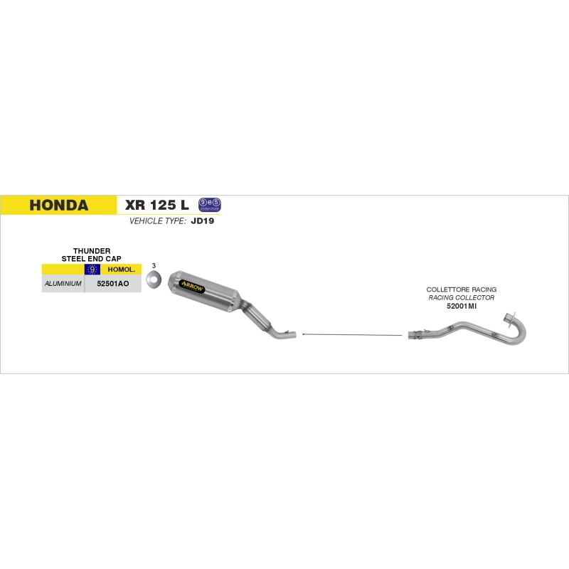 Collettori Acc.Inox Honda Xr 125 L'04 / Xr 125 R/Sm Vers.Dall'Ara Ric.Arrow