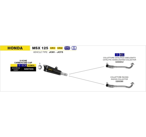 Collettore Acc.Inox Honda Msx 125 '16 Ric.Arrow