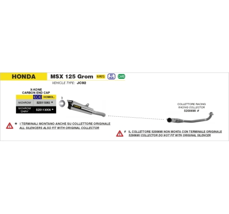 Collettore Racing Dekat Inox Honda Msx 125 '21/22 Ric.Arrow