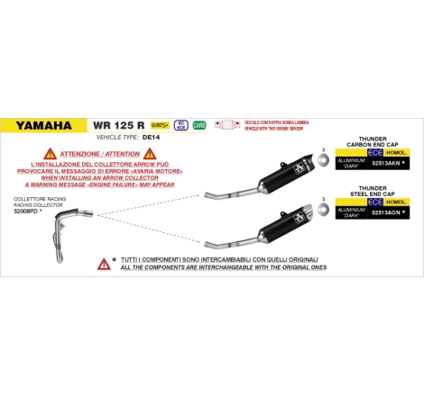 Collettore In Inox Per Yamaha Wr125R / Wr125-A E5+ 2026