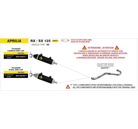 Silenziatore Thunder In Alluminio "Dark" Per Aprilia Rx/Sx 125 E5+ '25