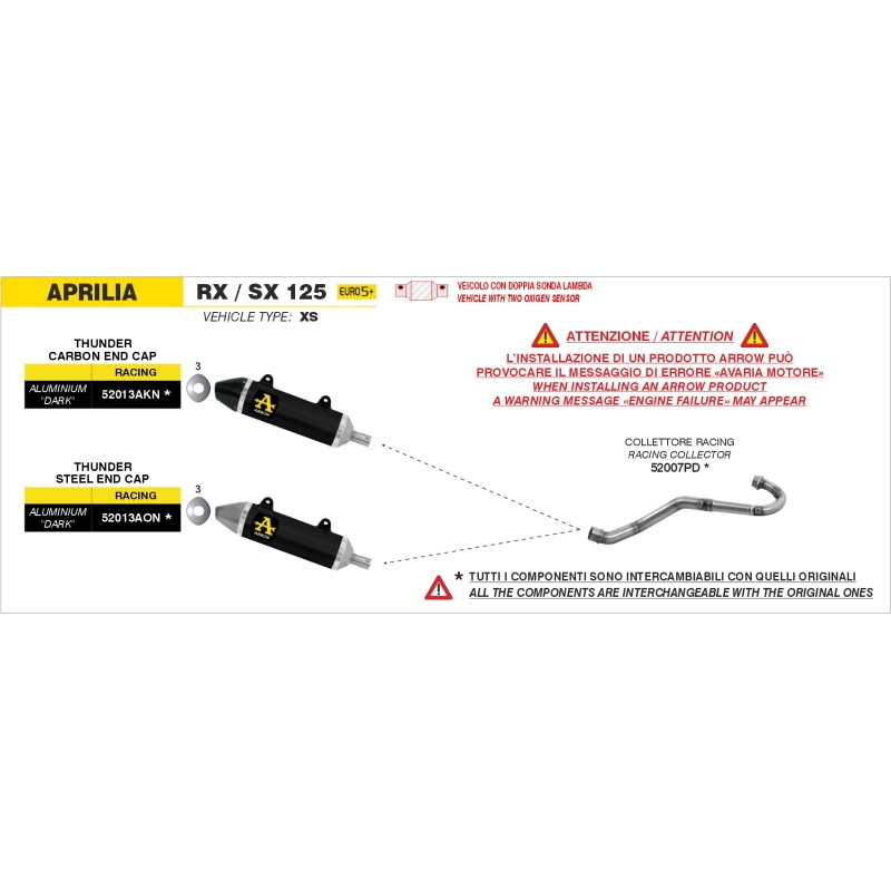 Silenziatore Thunder In Alluminio "Dark" Per Aprilia Rx/Sx 125 E5+ '25