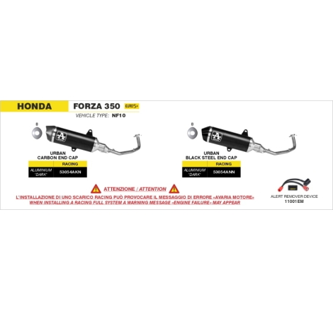 Kit Completo Con Silnziatore Race-Tech In Alluminio "Dark" Per Honda Forza 350 E5+ '25/'26