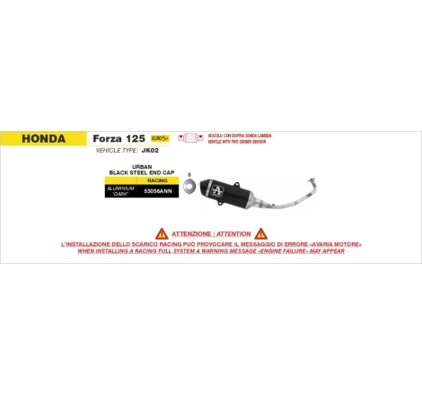 Kit Completo Con Silenziatore Urban In Alluminio "Dark" Per Honda Forza 125 E5+ '25/''26