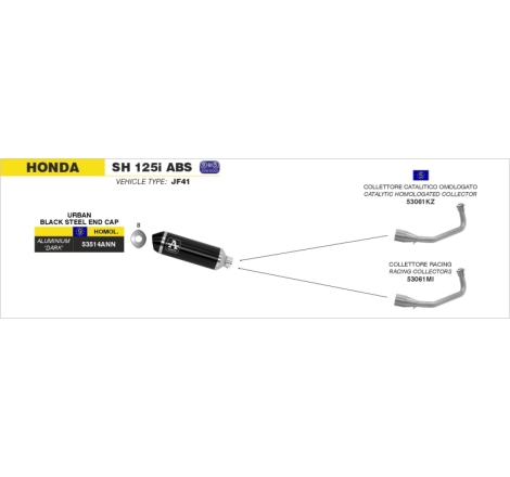 Collettore Acc.Inox Maxi Scooter Honda Sh 125/150I '12/16 Ric.Arrow