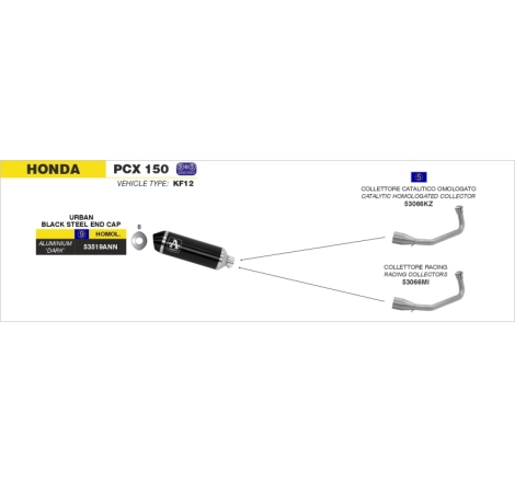 Collettore Acc.Inox Maxi Scooter Honda Sh125I '17/19 - Pcx125 '12/17 - Pcx150 '12/16 Ric. Arrow