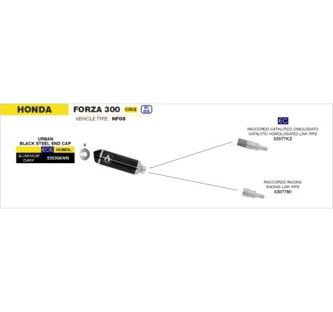 Raccordo Catalitico Omologato Inox Hondaforza 300 '18/20 Per Marmitte Arrow E Collettore Originale
