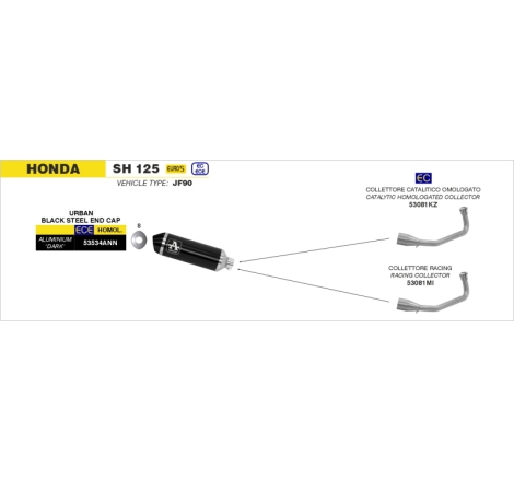 Collettore Racing Inox Honda Sh 125/150I'20 Per Marmitte Arrow