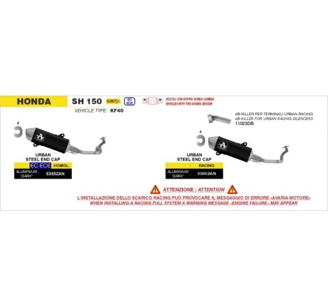 Kit Completo Collettori E Silenziatore Indy Race In Alluminio Nero Per Honda Sh150 E5+ 2024