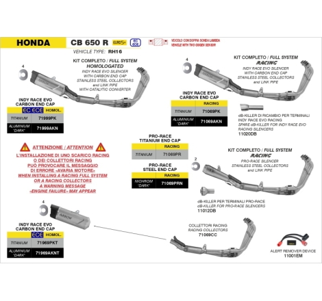 Collettori Dekat In Inox Per Honda Cb 650R / Cbr 650R E5+ '24/25
