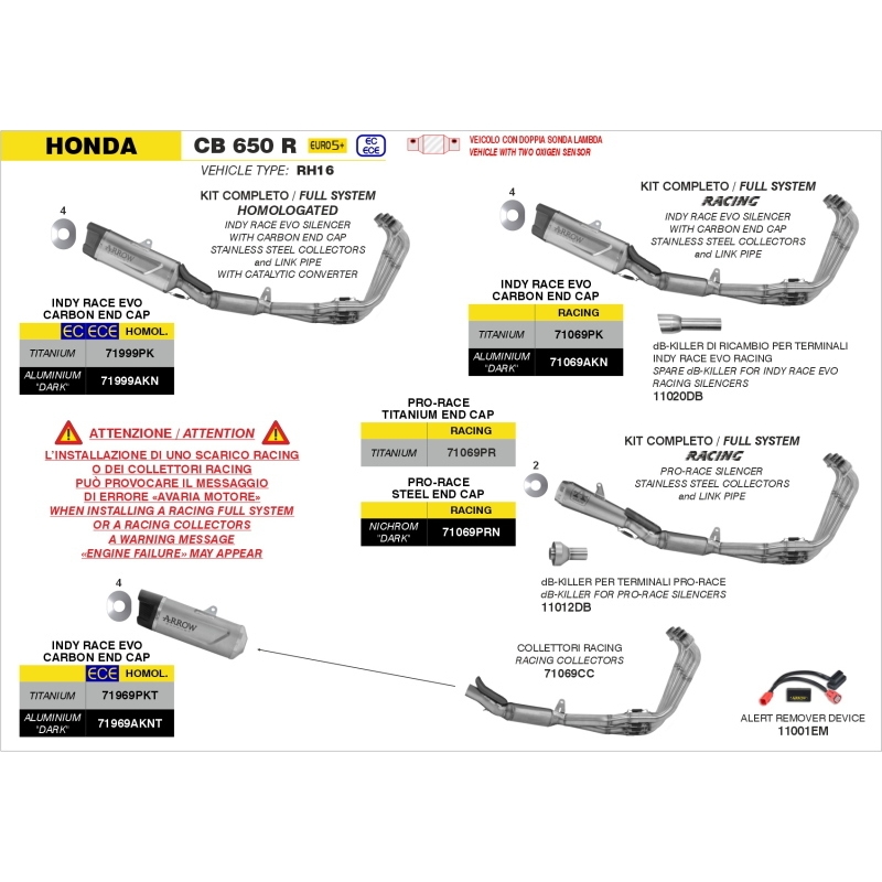Kit Completo Racing Collettori Inox + Silenziatore Pro-Race Titanio Honda Cbr650R E5+ 2024