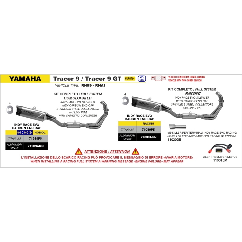 Kit Completo Racing Collettori Inox + Silenziatore Indy-Race Evo Alluminio "Dark" Yamaha Tracer 9 '25