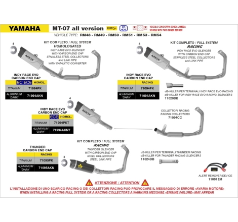 Collettori Dekat In Inox Per Yamaha Mt-07 E5+ '25