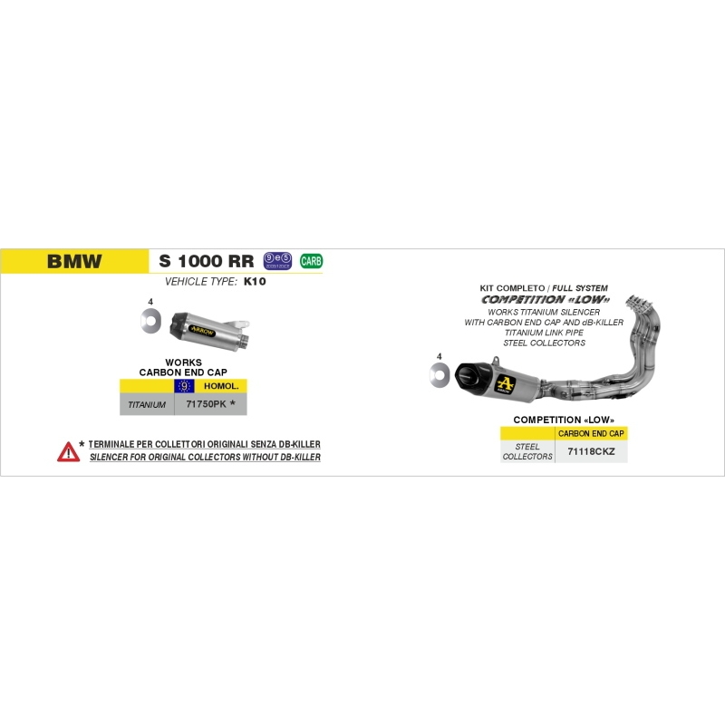 Kit Completo Competition Bmw S 1000 Rr' 09-13 Con Marmitta Works Vers.Bassa