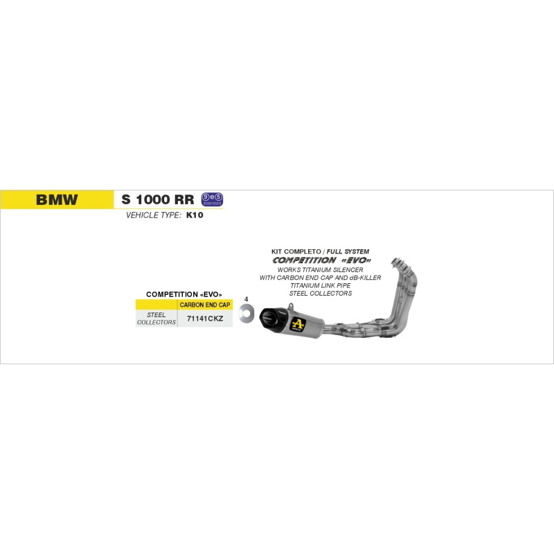 Kit Completo Competition Bmw S 1000 Rr' 15 Con Marmitta Works (Vers.Bassa)