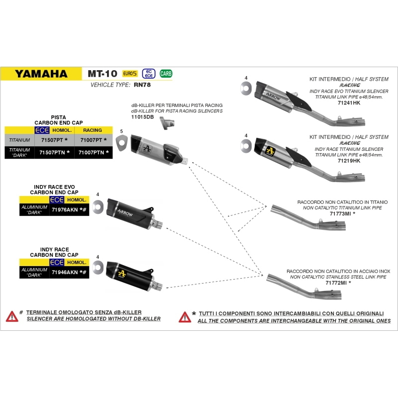 Silenziatore Indy Race Evo + Raccordo Per Yamaha Mt-10 '22/24