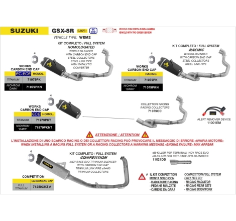 Kit Completo Competition Full Titanio Per Suzuki Gsx-8R '24/'25