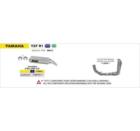 Collettore 4:2:1 Racing Conici Yamaha Yzf R1'04-06 Ric.Arrow