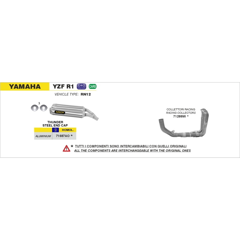 Collettore 4:2:1 Racing Conici Yamaha Yzf R1'04-06 Ric.Arrow