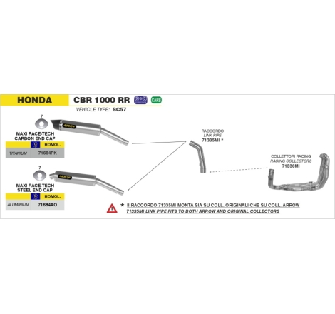 Collettori 4:2:1 Racing Conici Honda Cbr1000 Rr'04-07 Ric.Arrow