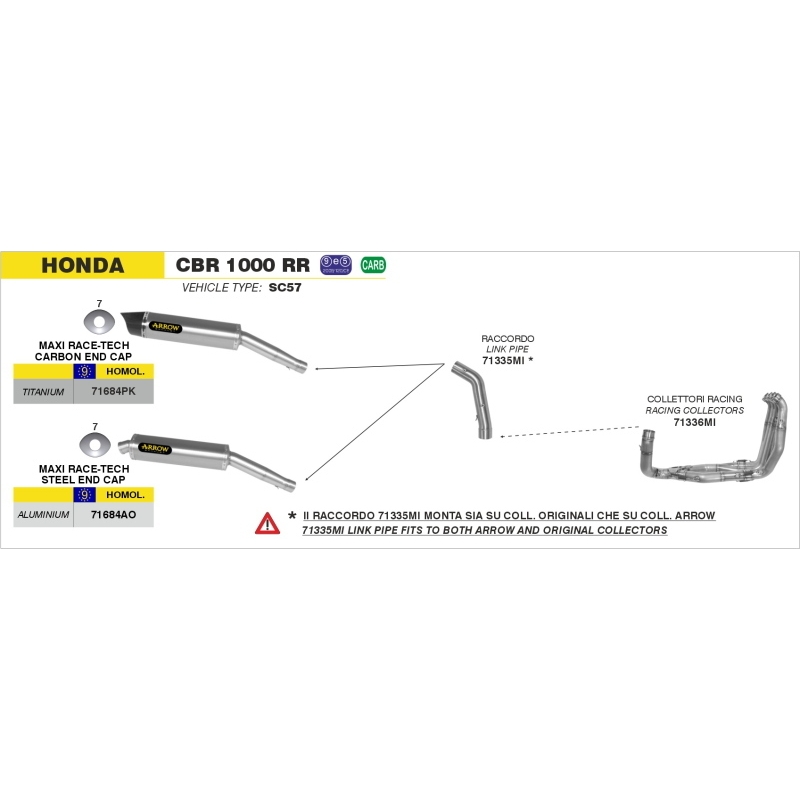 Collettori 4:2:1 Racing Conici Honda Cbr1000 Rr'04-07 Ric.Arrow