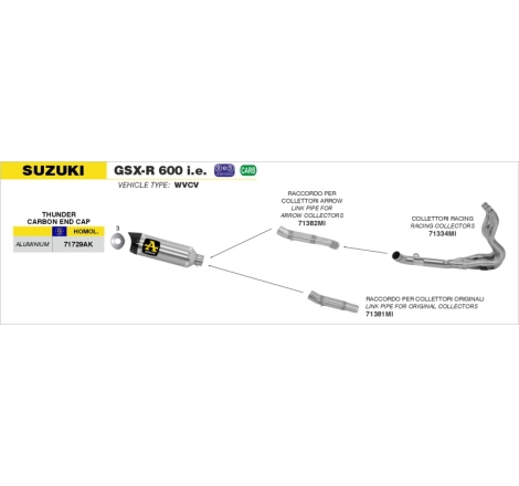 Raccordo Acc.Inox Suzuki Gsx-R 600'08 / Gsx-R 750'08 Ric.Originale