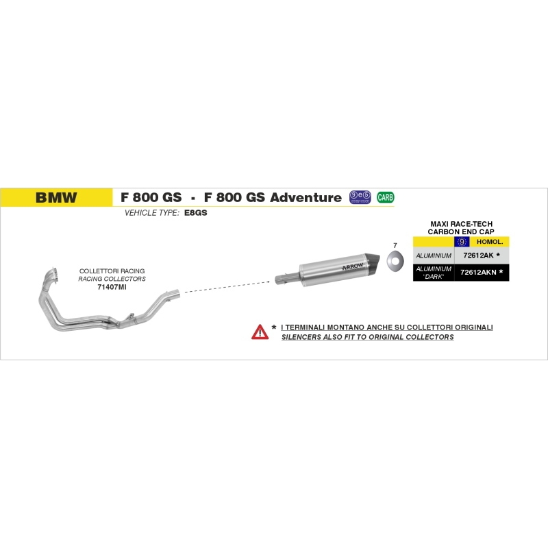 Collettori Acc.Inox 2:1 Bmw F 800 Gs'09 Ric.Arrow