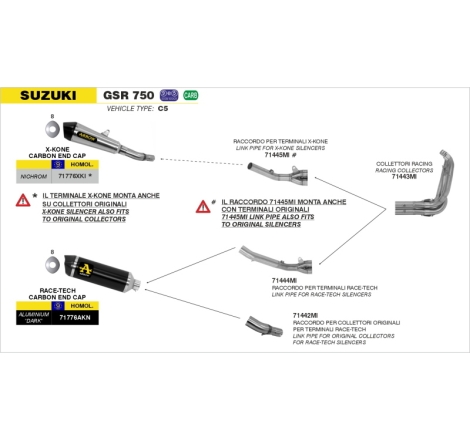 Collettori Acc.Inox 4:2 Suzuki Gsr 750' 11 Ric.Arrow
