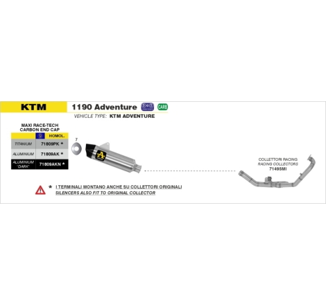 Collettore Acc.Inox 2:1 Ktm 1190 Adventure R'13 Ric.Arrow + Ric.Originale