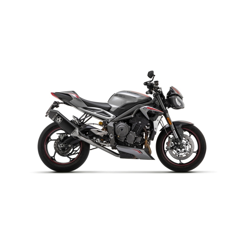 Kit Omologato Raccordo Inox + Marmitta Veloce Alluminio Dark Con Fond.Carby Triumph Street Triple '20/22 Ric.Origin.