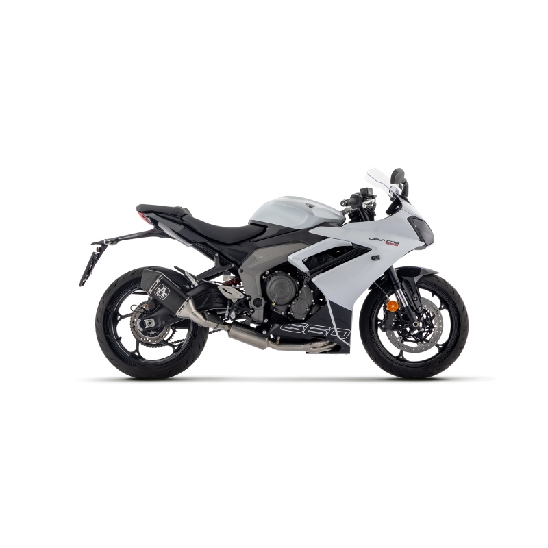 Kit Completo Catalitico Omologato Collettori Inox + Marmitta Veloce Alluminio Dark Triumph Daytona 660 '24 Con Fond.Carby