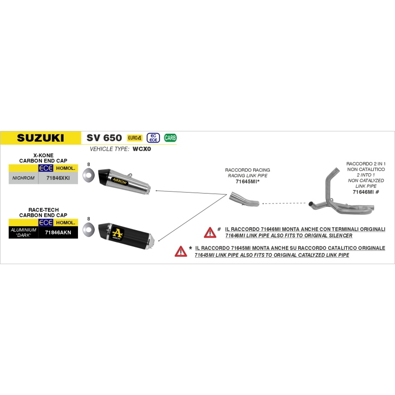 Raccordo Decatalizzatore 2:1 Acc.Inox Suzuki Sv 650' 16-21 Per Marmitte Arrow E Marmitte Originali