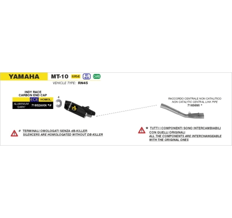 Raccordo Acc.Inox Decatalizzatore Yamahamt-10 '16 Per Terminale Originale E Indy-Race / Gp2 Arrow