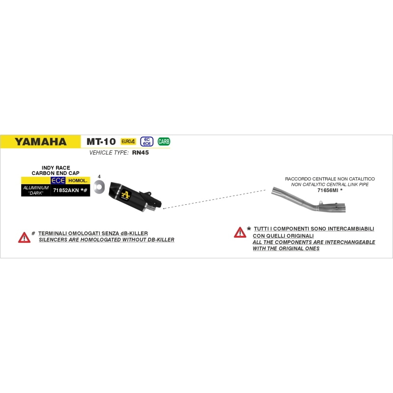 Raccordo Acc.Inox Decatalizzatore Yamahamt-10 '16 Per Terminale Originale E Indy-Race / Gp2 Arrow