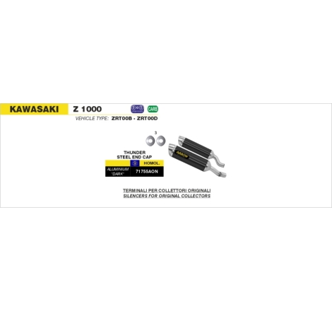 Marmitte Allum.Thunder Kawasaki Z 1000' 10-14 Dx+Sx Omologate