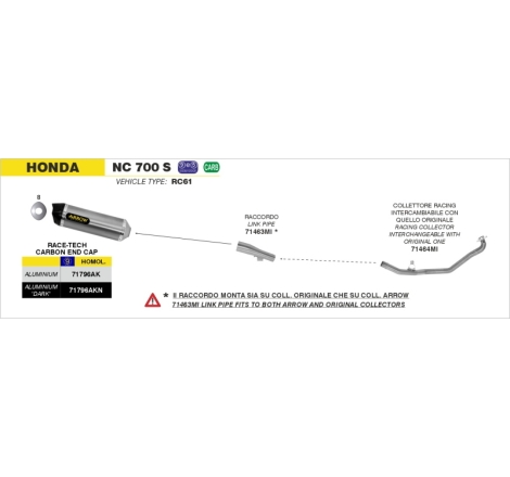 Marmitta Alluminio Race-Tech Honda Integra 700/750 '12/19 - Nc 700/750 S/X '12/19 Con Fondello Carby Omologata