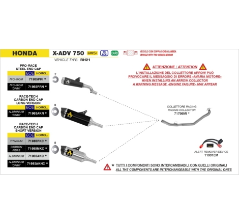 Collettore Racing Inox Per Honda X-Adv 750 E5+ 2025