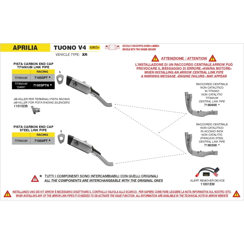 Raccordo In Inox Dekat 4:1 Per Aprilia Tuono V4 E5+ 2025 / Rsv4 1100 E5+ 2025