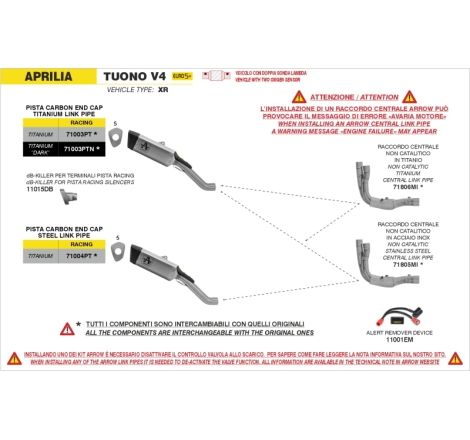 Raccordo In Titanio 4:1 Per Aprilia Tuono V4 E5+ 2025 / Rsv4 1100 E5+ 2025