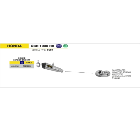 Marmitta Inox X-Kone Honda Cbr 1000 Rr' 14 C/Fond.Carby Omologata
