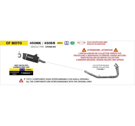 Collettore In Inox Per Cf Moto 450Nx/Sr E5+ '25