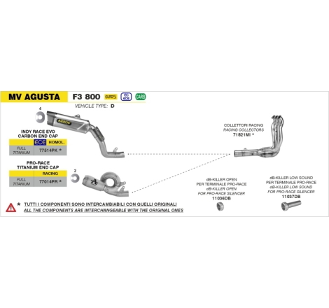 Kit Collettori In Inox Per Mv F3 800 Mv Agusta F3 800 '25 (E5) / '26 (E5+)